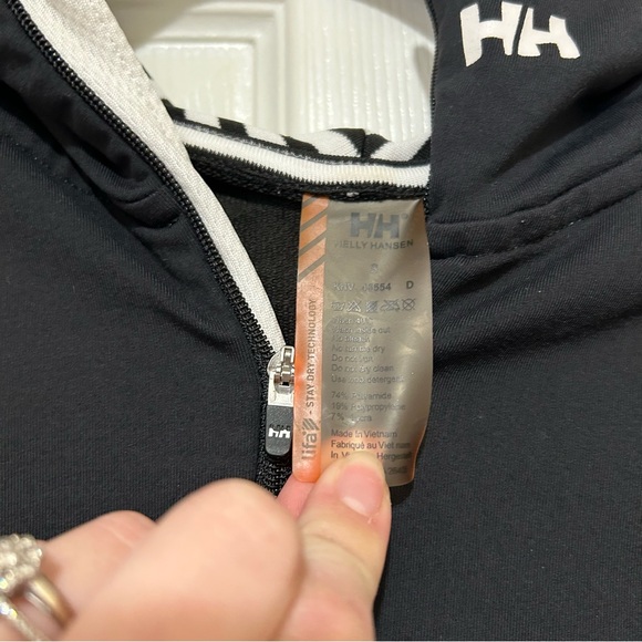 Helly Hansen Black White Zip-Up Jacket Athletic Running Base Layer Sz Small - Picture 2 of 6